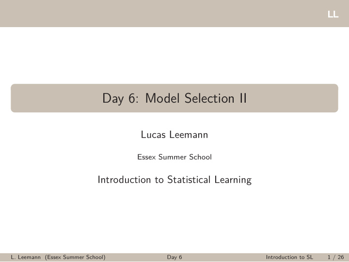 day 6 model selection ii