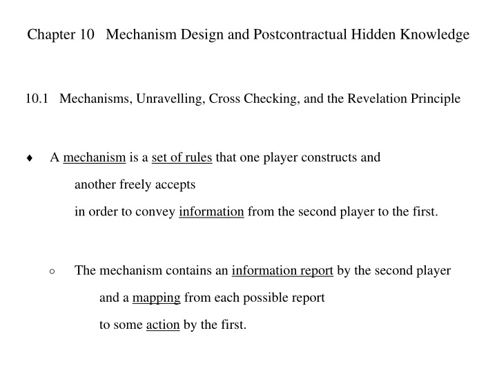 chapter 10 mechanism design and postcontractual hidden