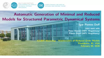 Automatic Generation of Minimal and Reduced  Models for Structured Parametric Dynamical Systems