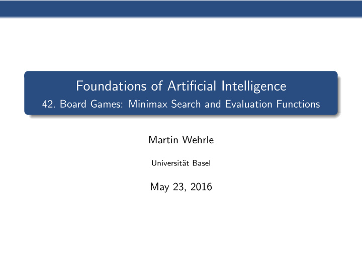 foundations of artificial intelligence