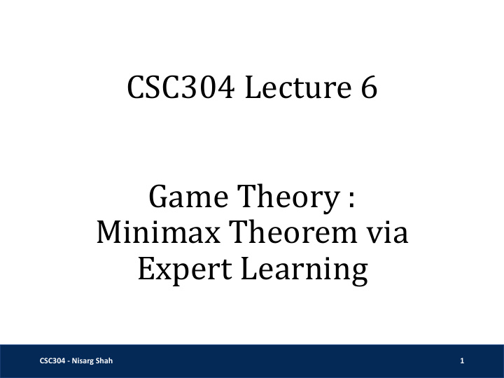 csc304 lecture 6 game theory