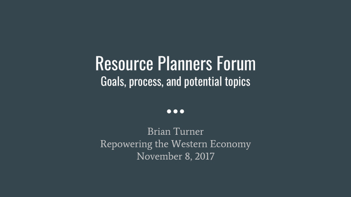 resource planners forum