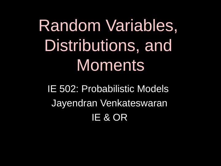 random variables distributions and moments