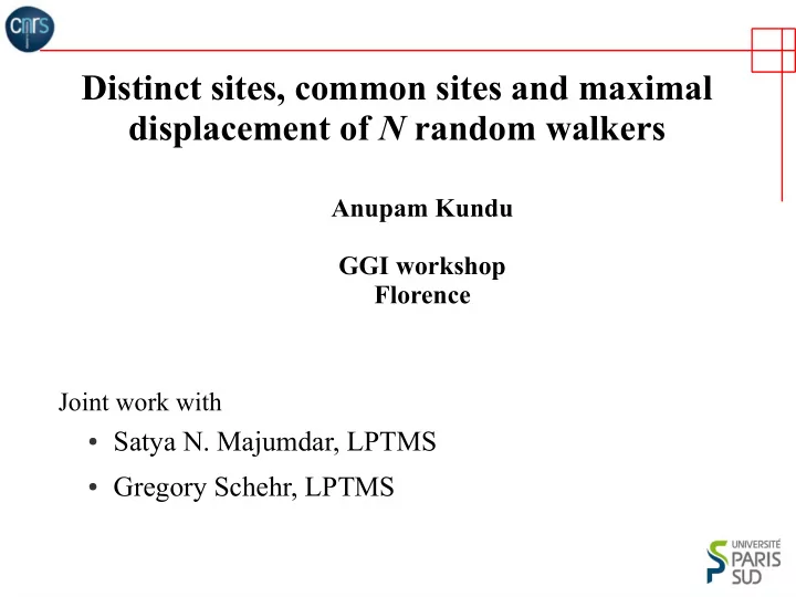 distinct sites common sites and maximal displacement of n
