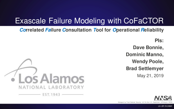 exascale failure modeling with cofactor