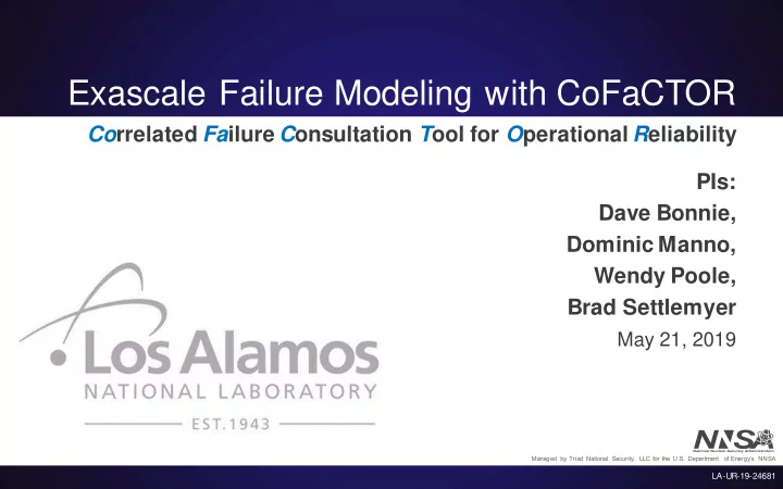 exascale failure modeling with cofactor