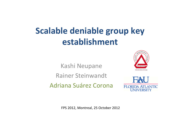 scalable deniable group key establishment