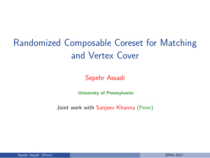 randomized composable coreset for matching and vertex