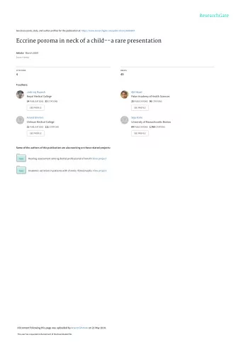 Eccrine poroma in neck of a child--a rare presentation Article  March 2009  Source: PubMed