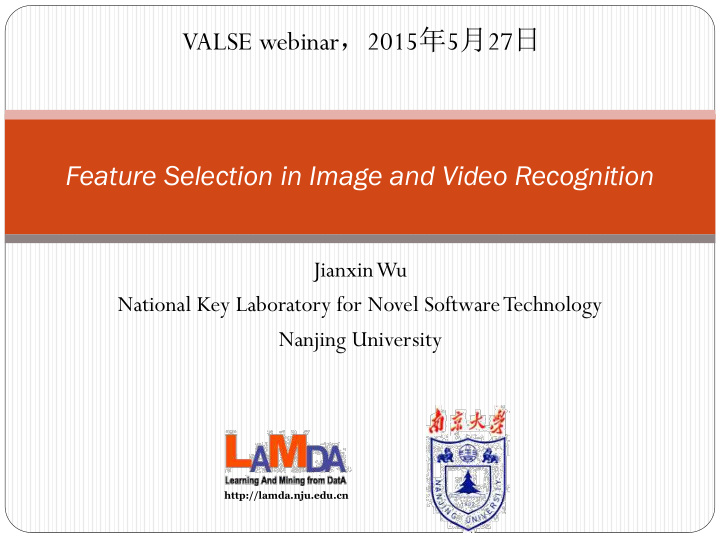 valse webinar 2015 5 27 feature selection in image and