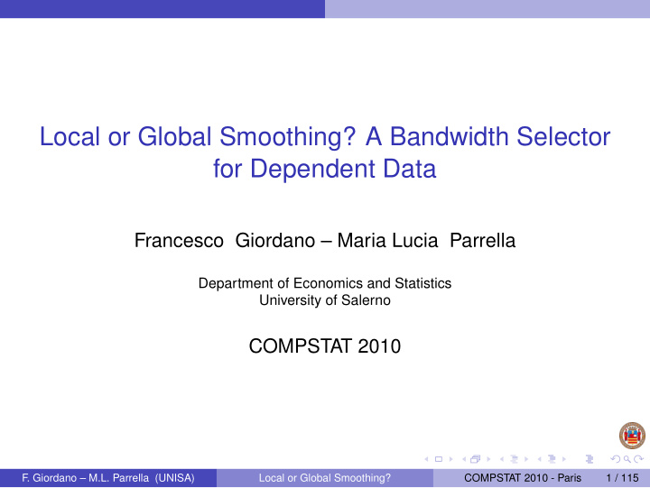 local or global smoothing a bandwidth selector for