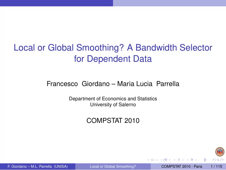 local or global smoothing a bandwidth selector for