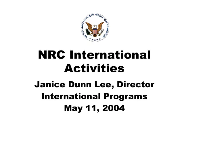 nrc international activities