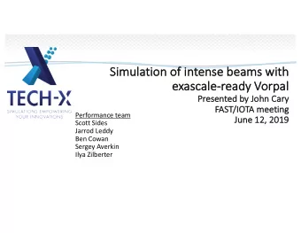 Sim  imula  latio  ion of in  intense beams wit  ith  exascale  le-re  ready Vo  Vorpal  Presente
