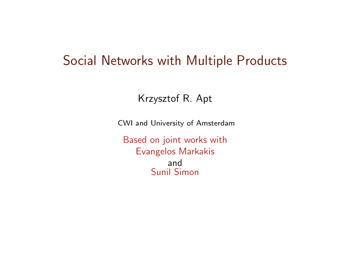social networks with multiple products