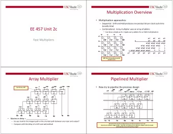 Multiplication Overview  Multiplication approaches:  Sequential:  Shift-and-Add produces one