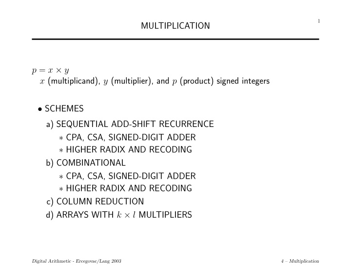 multiplication p x y x multiplicand y multiplier and p