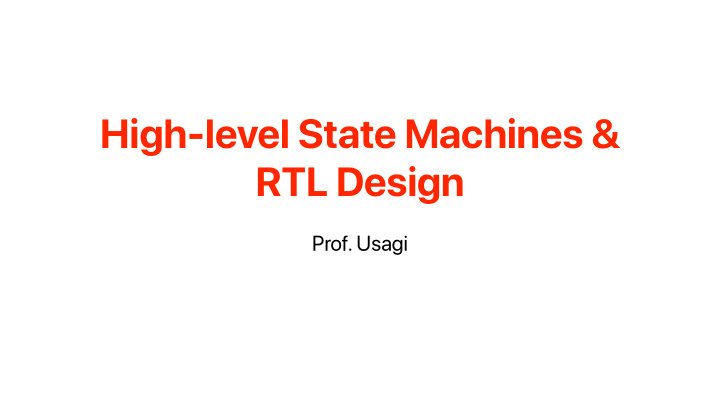 high level state machines rtl design