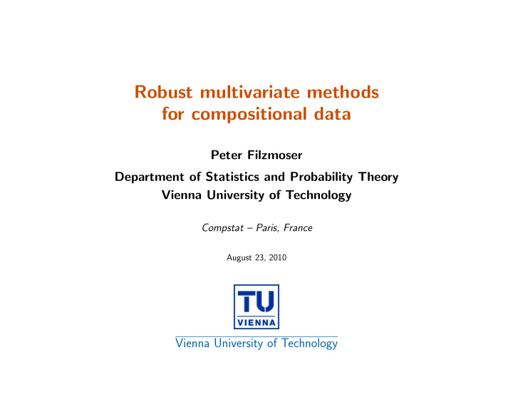 robust multivariate methods for compositional data