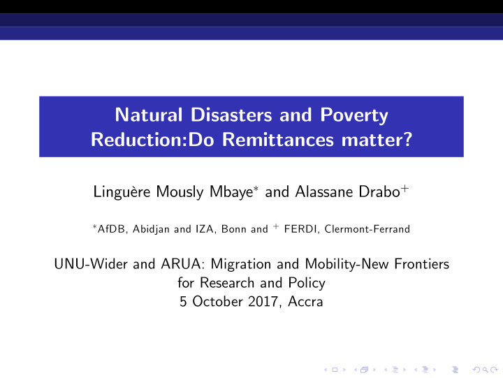 natural disasters and poverty reduction do remittances