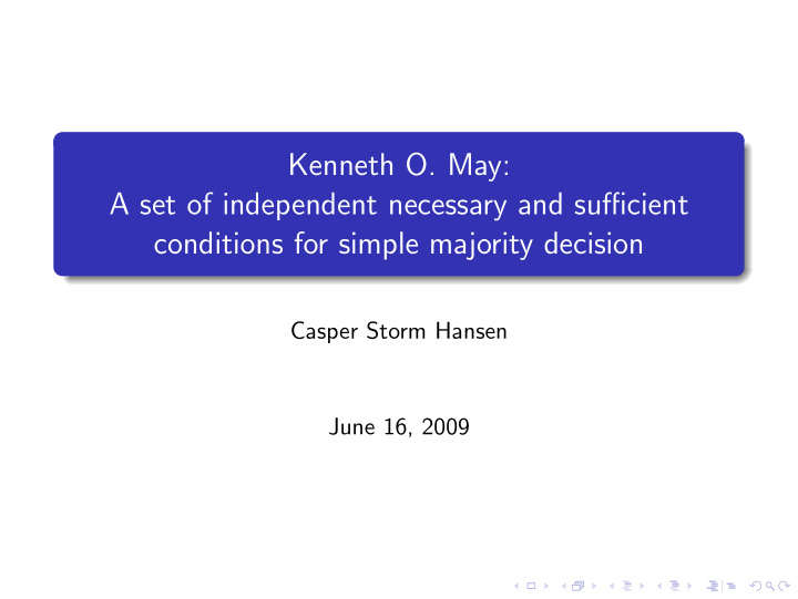 kenneth o may a set of independent necessary and