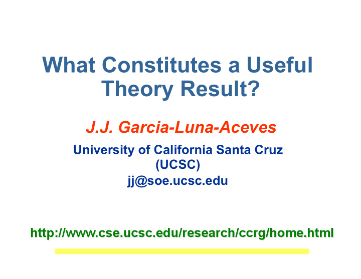 what constitutes a useful theory result