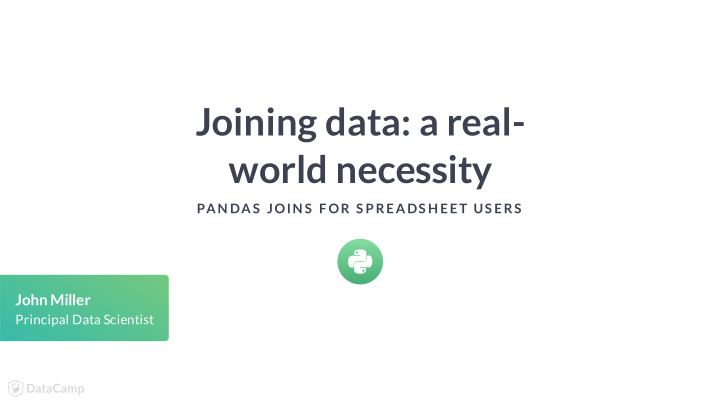 joining data a real world necessity