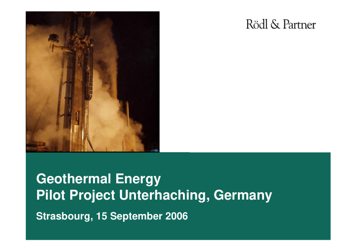 geothermal energy pilot project unterhaching germany