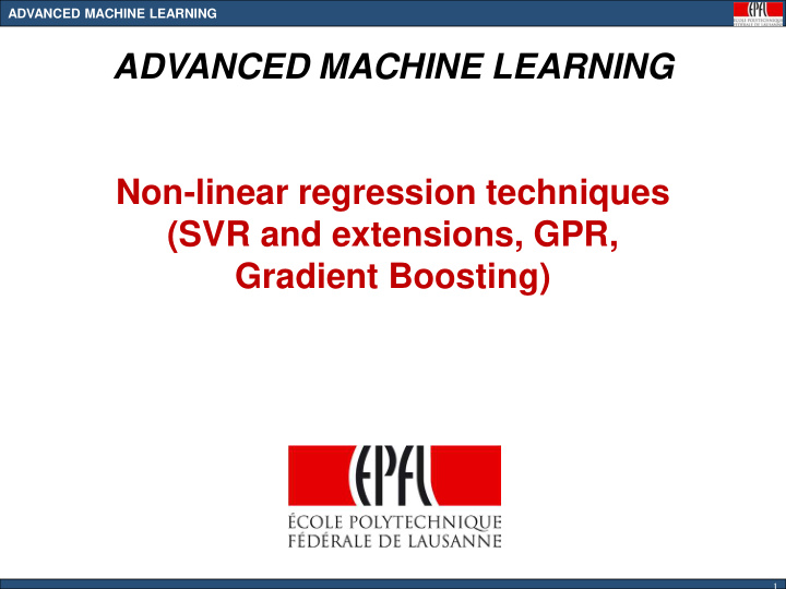 advanced machine learning non linear regression