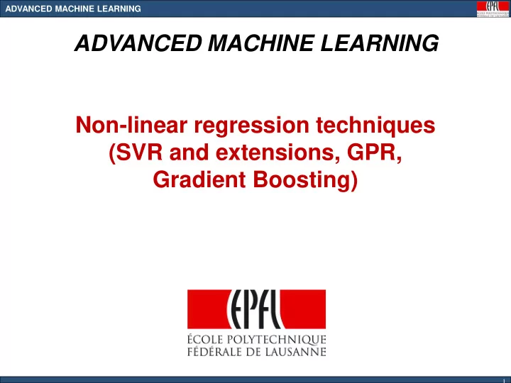 advanced machine learning non linear regression