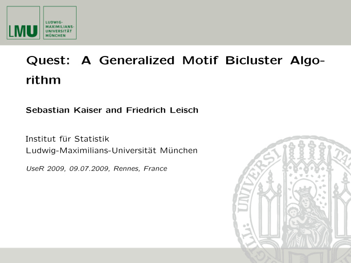 quest a generalized motif bicluster algo rithm