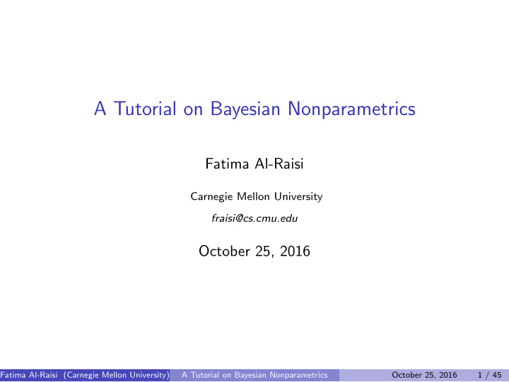 a tutorial on bayesian nonparametrics