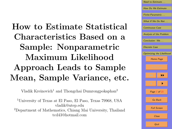 how to estimate statistical