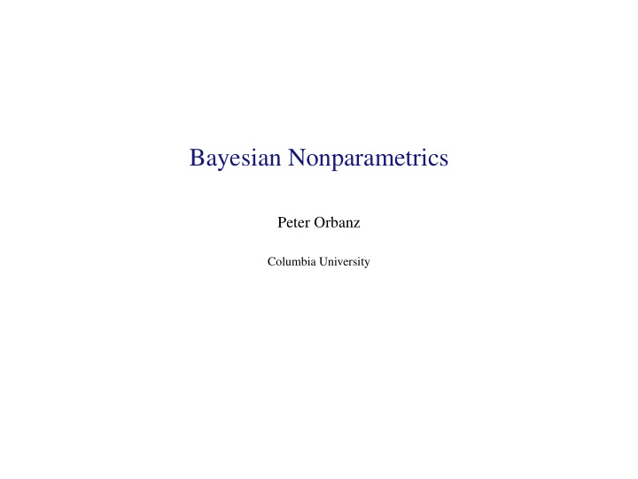 bayesian nonparametrics