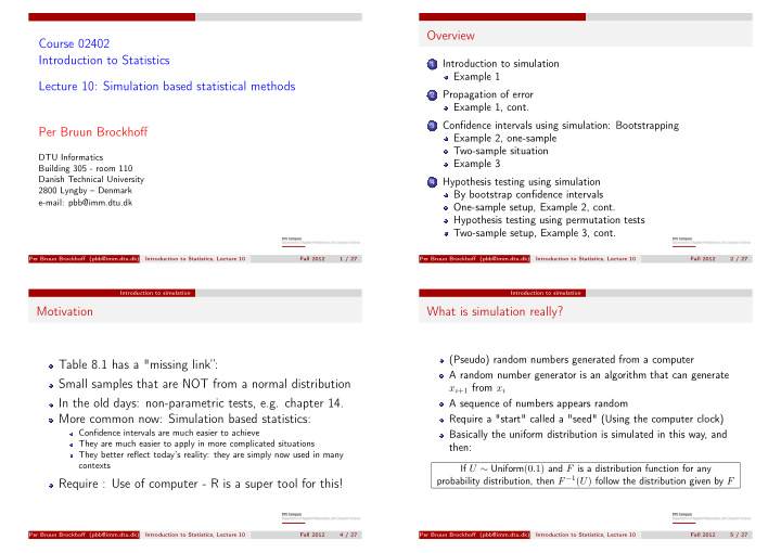 overview course 02402 introduction to statistics