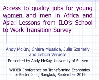 women and men in Africa and Asia: Lessons from ILOs School  to Work Transition Survey  Andy