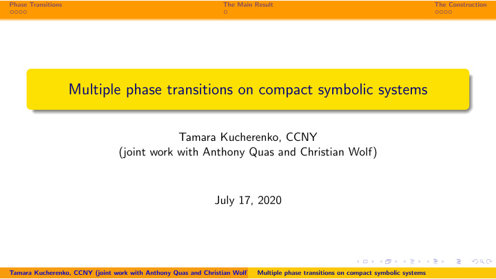 multiple phase transitions on compact symbolic systems