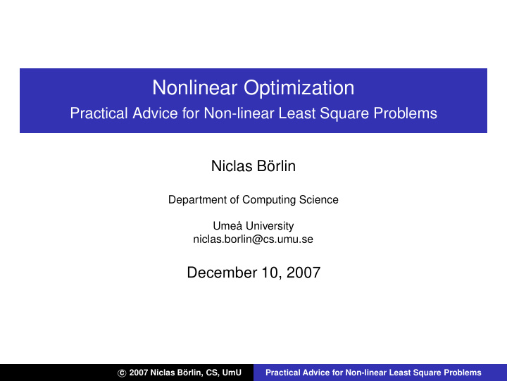 nonlinear optimization