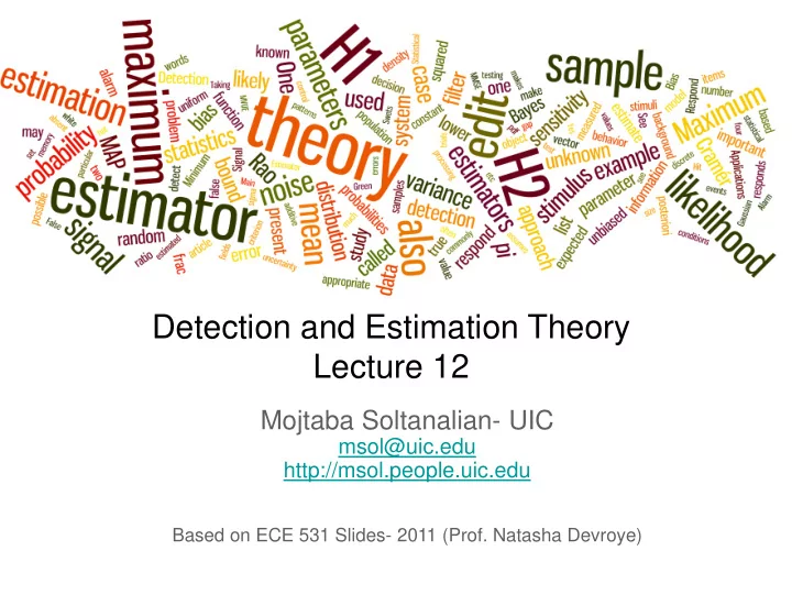 detection and estimation theory lecture 12
