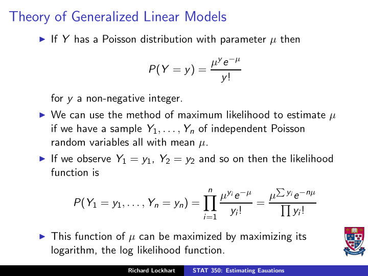 theory of generalized linear models