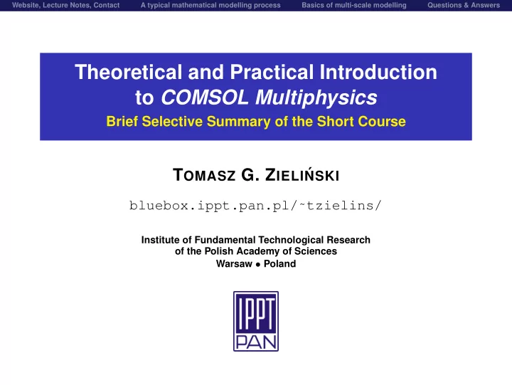theoretical and practical introduction to comsol