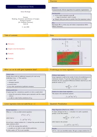 Overview  Computational Tricks  Objective  Computationally efficient algorithms for quadratic