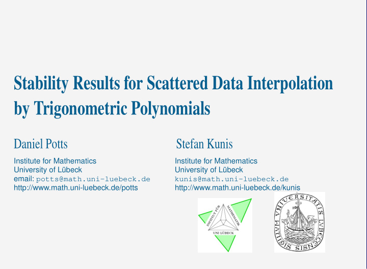 stability results for scattered data interpolation by