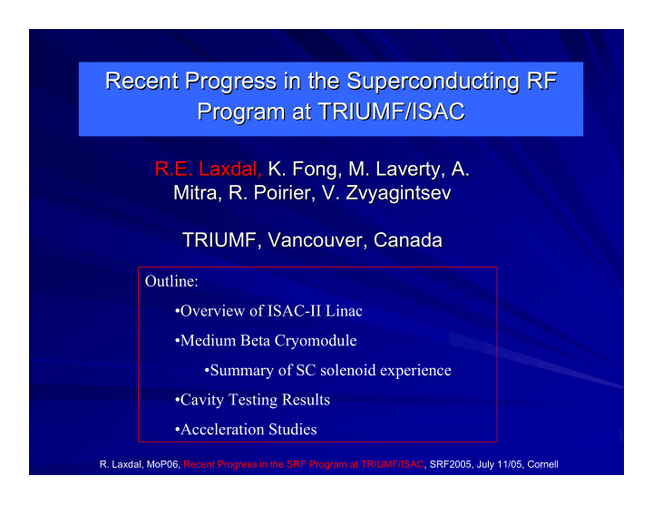 recent progress in the superconducting rf recent progress