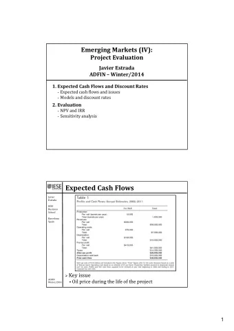 Expected Cash Flows  Javier  Estrada  IESE  Business  School  Barcelona  Spain  Key issue  ADFIN