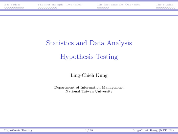 statistics and data analysis hypothesis testing