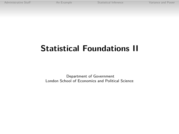 statistical foundations ii