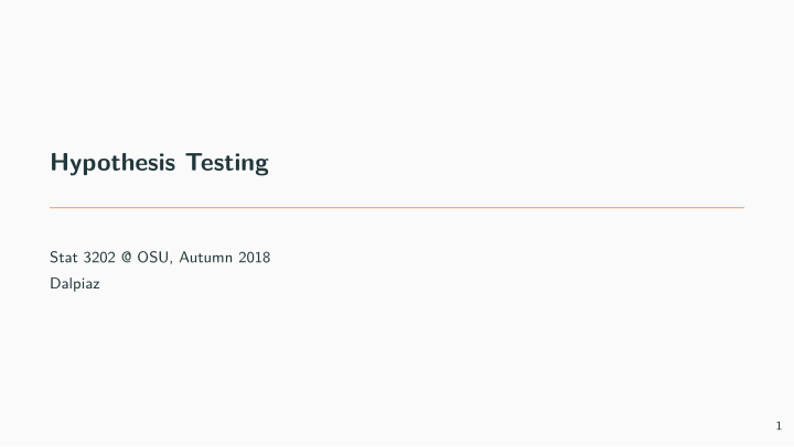 hypothesis testing