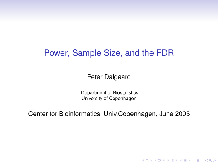 power sample size and the fdr