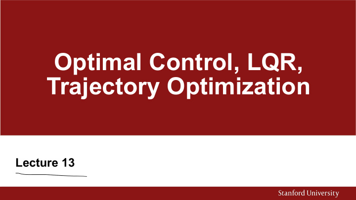 optimal control lqr trajectory optimization